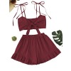 Romwe Women's Summer Romper Knot Front Shirred Cami Top with Shorts Set Jumpsuit - 上衣 - $15.99  ~ ¥107.14