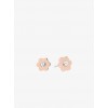 Rose Gold-Tone Floral Stud Earrings - Earrings - $55.00 