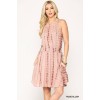Rose Blush Tie Dye Halter Neck Waist Smocked Dress With Side Tie And Pockets - Dresses - $35.20 