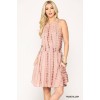 Rose Blush Tie Dye Halter Neck Waist Smocked Dress With Side Tie And Pockets - Vestiti - $35.20  ~ 30.23€