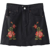 Rose Embroidered Denim Skirt - スカート - $27.99  ~ ¥3,150