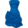 Rosette Taffeta Strapless Mini Dress Prom Party Formal Gown Blue - Obleke - $50.99  ~ 43.79€