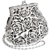 Rosette Vintage Victorian Beaded Frame Kiss Clasp Mini Evening Bag Clutch Handbag Coin Accessory White - Hand bag - $42.50 