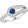 Round Blue Sapphire Ring - Pierścionki - $759.00  ~ 651.89€