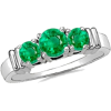 Round Emerald Three Stone Ring - Rings - $1,329.00 