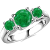 Round Emerald Three Stone Ring - Rings - $1,339.00 