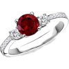 Round Garnet Diamond Ring - Rings - $959.00 