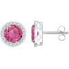 Round Pink Sapphire Earrings - Earrings - $1,489.00 