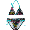 Roxy Kids Girls 7-16 Roxy Marks The Spot Print Halter Tiki Tri 2 Piece Swimsuit Set New Black - Swimsuit - $42.00 