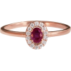 Ruby & Diamonds Ring, Mini Diana Diamond - Pierścionki - 