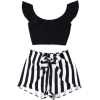 Ruffle Striped Shorts Two Piece Set  - 短裤 - 