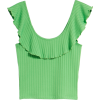 Ruffle Rib Knit Tank - Camisas sem manga - 