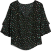 Ruffle Sleeve Floral Print Blouse - Long sleeves shirts - 