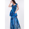 Ruffle Sleeve Tiered Bottom Print Long Dress - Dresses - $64.90  ~ £49.32