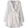 Ruffled Long Sleeve Chiffon Dress - ワンピース・ドレス - $29.99  ~ ¥3,375