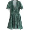 Ruffled deep V-tie wrap dress - Dresses - $27.99 