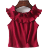 Ruffled strapless collar solid color sho - Camisas - $19.99  ~ 17.17€