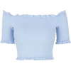 Ruffled word shoulders ear top - Shirts - $19.99 