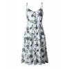 Ruiyige Women's Dresses-Summer Floral Bohemian Spaghetti Strap Button Down Swing Midi Dress Pockets - Dresses - $26.99 