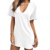 S-Fly Women's Sexy Deep V-Neck Short Sleeve Loose Clubwear T-Shirt Mini Dress - Dresses - $23.55 