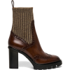 SANTONI brown ribbed knit & leather - 靴子 - 