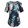 STYLEWORD Women's Floral Print Short Sleeve Out Shoulder Casual Shirt Tops - Camisa - curtas - $35.99  ~ 30.91€