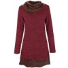 STYLEWORD Women's Long Sleeve Drape Scarf Neck Patchwork Casual Tunic Sweater Shirts - 半袖衫/女式衬衫 - $38.99  ~ ¥261.25