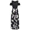STYLEWORD Women's Summer Cold Shoulder Floral Print Elegant Maxi Long Dress with Pocket - Dresses - $45.99 