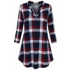 SUNGLORY Women's Casual 3/4 Sleeve V-Neck Plaid Shirts Pullover Top - 半袖衫/女式衬衫 - $29.99  ~ ¥200.94