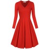 SUNGLORY Women's Casual Dress Long Sleeve Pleated A Line Midi Dress with Pocket - Kleider - $36.99  ~ 31.77€
