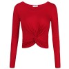 SUNGLORY Women's Round Neck Long Sleeve Fitted Surplice Wrap Crop Top(All Item Sold by and Fulfilled by Amazon) - Camicie (corte) - $27.99  ~ 24.04€