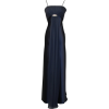 Satin & Chiffon Long Formal Bridesmaid Gown Prom Dress w/ Spaghetti Straps Deco Crystal Pin Junior Plus Size Navy - 连衣裙 - $79.99  ~ ¥535.96