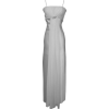 Satin & Chiffon Long Formal Bridesmaid Gown Prom Dress w/ Spaghetti Straps Deco Crystal Pin Junior Plus Size Silver - Dresses - $79.99 