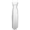Satin & Chiffon Long Formal Bridesmaid Gown Prom Dress w/ Spaghetti Straps Deco Crystal Pin Junior Plus Size White - Dresses - $79.99 