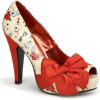 Satin Bow Pin Up Pump With Tattoo Print - 10 - Sandals - $51.00 