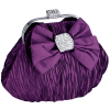 Satin Bow Pleated Rhinestones Brooch & Clasp Frame Baguette Clutch Evening Bag Handbag Purse w/2 Hidden Chains Purple - Clutch bags - $42.50  ~ £32.30