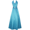 Satin Halter Dress Crystal Pin Prom Holiday Gown Formal Bridesmaid Aqua - Dresses - $69.99  ~ £53.19