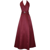 Satin Halter Dress Crystal Pin Prom Holiday Gown Formal Bridesmaid Burgundy - Dresses - $69.99 