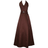 Satin Halter Dress Crystal Pin Prom Holiday Gown Formal Bridesmaid Chocolate - sukienki - $69.99  ~ 60.11€
