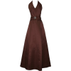 Satin Halter Dress Crystal Pin Prom Holiday Gown Formal Bridesmaid Chocolate - Haljine - $69.99  ~ 60.11€