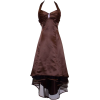 Satin Halter Dress Tulle Mini Train Prom Bridesmaid Holiday Formal Gown Junior Plus Size Chocolate - Dresses - $69.99 