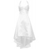 Satin Halter Dress Tulle Mini Train Prom Bridesmaid Holiday Formal Gown Junior Plus Size White - Dresses - $69.99 
