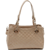 Scarleton Quilted Patent Faux Leather Satchel H1049 Beige - Hand bag - $29.99 