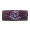 Scarleton Satin Clutch With Beads And Crystals H3012 Purple - Clutch bags - $14.99 