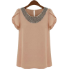 Scoop Neck Short Sleeve Blouse - Camisa - curtas - $39.00  ~ 33.50€