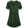 SeSe Code Women's Short Sleeve Notch V Neck Button Pleated Swing Tunic Shirt - Hemden - kurz - $7.50  ~ 6.44€