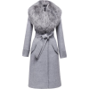 Sentaler Grey Long Coat with Fur Collar - Jacket - coats - 