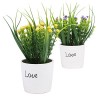 Set of 2 Purple & Yellow Artificial Flowers, Faux Plants in White Ceramic Pots - Rastline - $14.99  ~ 12.87€