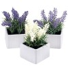 Set of 3 Assorted Color Artificial Lavender Flower Plants in White Textured Ceramic Pots - Rastline - $25.99  ~ 22.32€