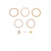 Set of 5 Beaded Rhinestone Stretch Bracelets with Rings - Bracelets - $6.99 